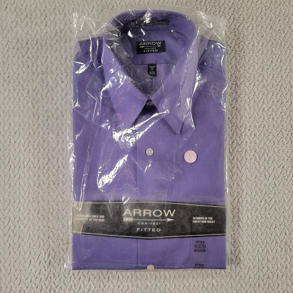 ARROW purple long sleeve dress shirt Medium Fitted size 15 32/33